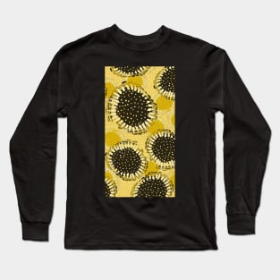 Sunnyflower | Bright Yellow and Black Sunflowers - Digitally Illustrated Abstract Flower Pattern for Home Decor, Clothing Fabric, Curtains, Bedding, Pillows, Upholstery, Phone Cases and Stationary Long Sleeve T-Shirt